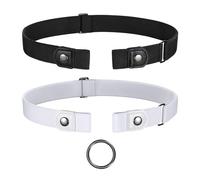 JasGood Lot de 2 ceintures sans boucle, ceinture élastique invisible, ceinture extensible pour homme et femme, ceinture réglable sans boucle pour pantalon en jean, F noir + blanc, taille:55cm-90cm