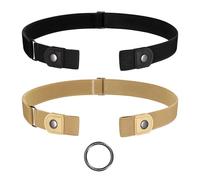 JasGood Lot de 2 ceintures sans boucle, ceinture élastique invisible, ceinture extensible pour homme et femme, ceinture réglable sans boucle pour pantalon en jean, Noir et jaune., taille:55cm-90cm
