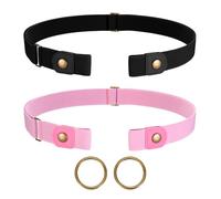 JasGood Lot de 2 ceintures sans boucle, Ceinture élastique invisible, Ceinture stretch extensible pour femmes et hommes, Ceinture ajustable sans boucle pour pantalons en jean, Noir et rose., taille