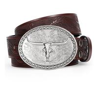 JASGOOD Western Leder Gürtel für Herren Damen Cowboy Cowgirl Zweite Schicht Ledergürtel für Jeans Hose