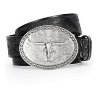 JASGOOD Western Leder Gürtel für Herren Damen Cowboy Cowgirl Zweite Schicht Ledergürtel für Jeans Hose