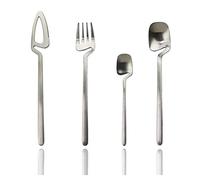 JASHII Ménagère à suspendre 24 pièces - Finition satinée - Service pour 6 personnes - Couteaux/fourchettes/cuillères inclus - Passe au lave-vaisselle - Argent mat