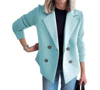 Jasier Blazer Décontracté Pull Femme Col Revers Bouton Tricot Patchwork Manches Casual Manteau Court Pull Blazer Patchwork Manteau, bleu clair, 3XL