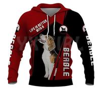 JasimonTK La Vie est Plus Belle avec Un Sweat à Capuche imprimé en 3D de Beagl Pull Unisexe Chien Funny Sweatshirt Casual Streetwear Tracksuit
