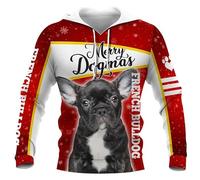 JasimonTK Sweat à Capuche de Noël imprimé en 3D Husky/French Bulldog/Murry Christmas Dogs Femme Homme Pullover Chien d'amour Cadeau