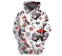 JasimonTK Sweat à Capuche de Noël imprimé en 3D Husky/French Bulldog/Murry Christmas Dogs Femme Homme Pullover Chien d'amour Cadeau