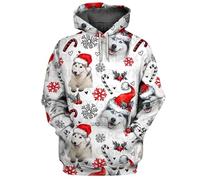 JasimonTK Sweat à Capuche de Noël imprimé en 3D Husky/French Bulldog/Murry Christmas Dogs Femme Homme Pullover Chien d'amour Cadeau