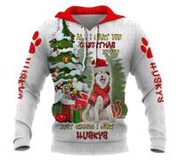 JasimonTK Sweat à Capuche de Noël imprimé en 3D Husky/French Bulldog/Murry Christmas Dogs Femme Homme Pullover Chien d'amour Cadeau