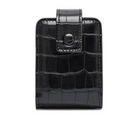 JaSiTeBW Étui à rouge à lèvres chic en cuir noir avec miroir élégant de voyage et trousse de maquillage pour rouges à lèvres, vernis à lèvres, poudre, Noir , Mode