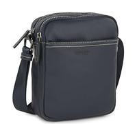 JASLEN - Sacoche Homme Bandouliere. Pochette Homme en cuir véritable élégante et compacte pour usage quotidien affaires loisirs style urbain, Bleu marine
