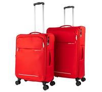 JASLEN - Set Valise Souple 4 Roues 2 pcs, Set De Valises Souples De Voyage légère, Valise Soute Souple, Lot De Valises Légères Résistantes Pour Déplacements. Cadenas à Combinaison TSA. Valise E, Rouge