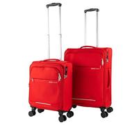 JASLEN - Set Valise Souple 4 Roues 2 pcs, Set De Valises Souples De Voyage légère, Valise Soute Souple, Lot De Valises Légères Résistantes Pour Déplacements. Cadenas à Combinaison TSA. Valise E, Rouge