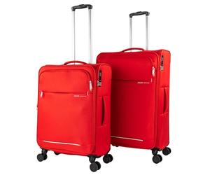 JASLEN - Set Valise Souple 4 Roues 2 pcs, Set De Valises Souples De Voyage légère, Valise Soute Souple, Lot De Valises Légères Résistantes Pour Déplacements. Cadenas à Combinaison TSA. Valise E, Rouge