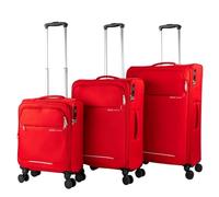 JASLEN - Set Valise Souple 4 Roues 3 pcs, Set De Valises Souples De Voyage légère, Valise Soute Souple, Lot De Valises Légères Résistantes Pour Déplacements. Cadenas à Combinaison TSA. Valise E, Rouge