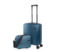 JASLEN - Valise Cabine Rigide Légère à Roulette 4 Roues Pivotantes avec Cadenas à Combinaison TSA Extensible. Bagage Cabine Idéal pour Voyager en Avion Petite Valise Compacte Avec trousse de toi, bleu