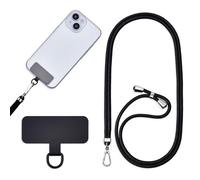 Jaslongri Chaîne universelle pour téléphone portable, à suspendre autour du cou ou en diagonale, avec un patch en métal et une corde réglable et détachable.