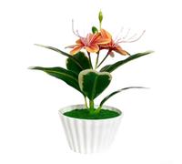 Jasmin artificiel en pot - Impression 3D - Fleurs miniatures miniatures dans un pot - Bonsaï en plastique réaliste pour la maison, le bureau, l'étagère, la décoration de fête de mariage - 17,5 x 9 cm