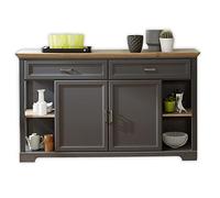 Jasmin Buffet en chêne Artisan Graphite avec tiroirs et Beaucoup d'espace de Rangement Style Maison de Campagne 171 x 102 x 48 cm