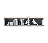 Jasmin Étagère Murale Aspect chêne Artisan Graphite - Étagère Murale Polyvalente de qualité supérieure de Style Maison de Campagne - 142 x 29 x 20 cm (l x H x P)