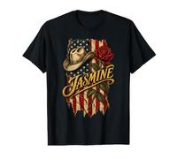 Jasmine Chapeau de Cowboy Drapeau américain Rose T-Shirt Graphique avec Valeur