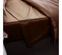 Jasmine Silk 100% Soie Charmeuse Muberry 19MM Drap Housse (Moka) - double140 x 190 + 26 cm