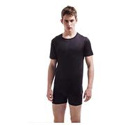 Jasmine Silk Col Rond de Soie Hommes Thermal Pur Vest Top Noir-Large