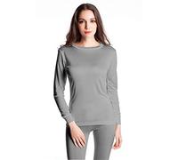 Jasmine Silk Débardeur thermique à col rond pour femme en pure soie Gris - Noir - X-Large