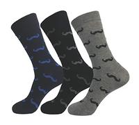 Jasmine Silk Lot de 3 paires de chaussettes thermiques ultra douces en bambou pour homme, Moustache