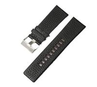 JASMKLX Remplacement du cuir de bande de montre diesel 26mm 27mm ajusté for Dz73 for de montre Bracelet Bracelet Black Marron Watch Ceintures(Black-silver buckle,26mm)