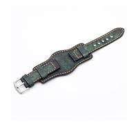 JASMKLX Vintage Faites une bracelet for montre for la main de 20mm 22mm de 24mm de bracelet de manchette en cuir de manchette for bande mat for une montre fossile(Grn,22mm)