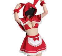 JasmyGirls Tenue de cosplay sexy pour femme - Costume d'Halloween - Chaperon rouge - Lingerie anime - Jupe de jeu de rôle