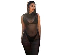 JasmyGirls Tenue rave sexy pour femme, gothique, cosplay, Halloween, costume sans diable, robe en maille transparente, robe Succubus Roleplaying, Noir , M