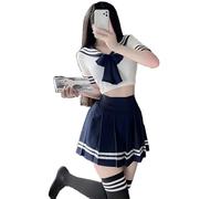 JasmyGirls Uniforme d'écolière japonaise anime Costume d'écolière de marin - Lingerie d'Halloween - Kawaii Lolita - Jeu de rôle
