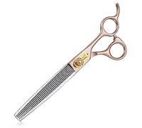 JASON Ciseaux à Fourrure Professionnels pour Chiens - 54 Dents Ciseaux à Effiler en Acier Inoxydable Japonais 440C Ciseaux pour Chiens 7.5 Pouces Avec Poignée Ergonomique, Or Rose