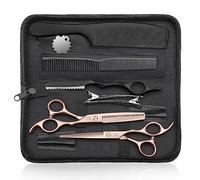 JASON Ciseaux de coiffure professionnels - Set de 10 ciseaux (coupe et taillage) en or rose, 6.5 pouces