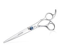 JASON Ciseaux de toilettage droits de 17,8 cm, ciseaux de toilettage ergonomiques pour animaux domestiques, kit de coupe pour chats avec poignée décalée et vis à bijoux, aiguisés, confortables