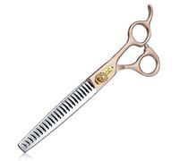 JASON Ciseaux Professionnels pour Chiens - 7.5 Pouces 24 Dents Chunker Ciseaux à Effiler pour Chiens en Acier Inoxydable Japonais 440C Ciseaux à Fourrure pour Chiens avec Poignée Ergonomique, Or Rose