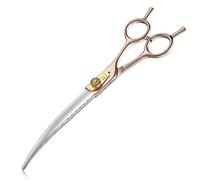 JASON Ciseaux Professionnels pour Chiens et Chats - 7.5 Pouces Ciseaux Courbes avec Poignée Ergonomique et Vis Réglable, Or Rose