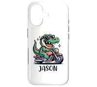 Jason Fun Alligator Motif Moto pour garçon Nom Jason Coque pour iPhone 17