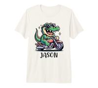 Jason Fun Alligator Motif Moto pour garçon Nom Jason T-Shirt Haut de Gamme