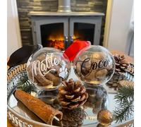 JasonCarlMorgan WinsterCreations Boule de Noël à suspendre en forme de patte de chien avec plumes transparentes Rouge satiné Noir