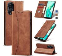 Jasonyu Coque pour Honor 90 Smart,Housse Etui en Cuir PU Portefeuille [Antichoc] [Magnétique] [Porte Cartes] [Stand Fonction] Flip Coque (Brun)
