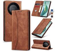 Jasonyu Coque pour Honor Magic 5 Lite, Housse Etui en Cuir PU Portefeuille [Antichoc] [Magnétique] [Porte Cartes] [Stand Fonction] Flip Coque (Brun)