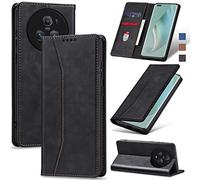Jasonyu Coque pour Honor Magic 5 Pro, Housse Etui en Cuir PU Portefeuille [Antichoc] [Magnétique] [Porte Cartes] [Stand Fonction] Flip Coque (Noir)