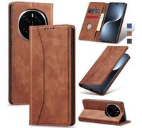 Jasonyu Coque pour Honor Magic 7 Pro 5G,Housse Etui en Cuir PU Portefeuille [Antichoc] [Magnétique] [Porte Cartes] [Stand Fonction] Flip Coque (Marron)