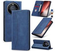 Jasonyu Coque pour Honor Magic 8 Lite, Housse Etui en Cuir PU Portefeuille [Antichoc] [Magnétique] [Porte Cartes] [Stand Fonction] Flip Coque (Bleu)