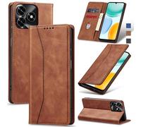 Jasonyu Coque pour Honor X5C/X5C Plus, Housse Etui en Cuir PU Portefeuille [Antichoc] [Magnétique] [Porte Cartes] [Stand Fonction] Flip Coque (Marron)