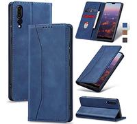 Jasonyu Coque pour Huawei P20 Pro Flip Etui,Bleu | Housse en Cuir PU Portefeuille,Porte Cartes,Compartiment à espèces,Antichoc,Magnétique,Stand Fonction