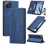 Jasonyu Coque pour Xiaomi Mi 11 Lite 5G NE/4G, Housse Etui en Cuir PU Portefeuille [Antichoc] [Magnétique] [Porte Cartes] [Stand Fonction] Flip Coque (Bleu)