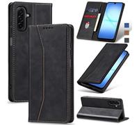 Jasonyu Étui portefeuille à rabat pour Samsung Galaxy A17, étui portefeuille magnétique en cuir avec porte-cartes et béquille, étui de protection en TPU résistant aux chocs et durable, noir